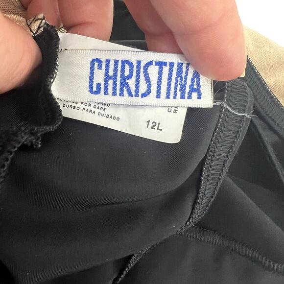 Christina One Piece Black Mesh Panel Swimsuit Womens Size 12L - Picture 5 of 7